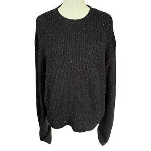 Rag Poets women's ribbed knit sweater black long sleeve crewneck pullover XS
